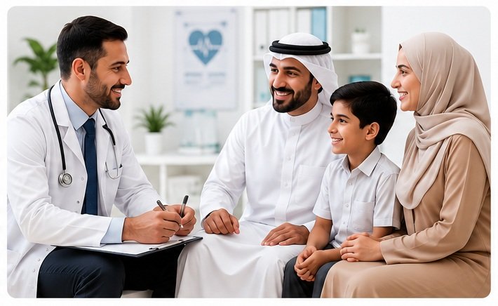 Medical consultation with a family